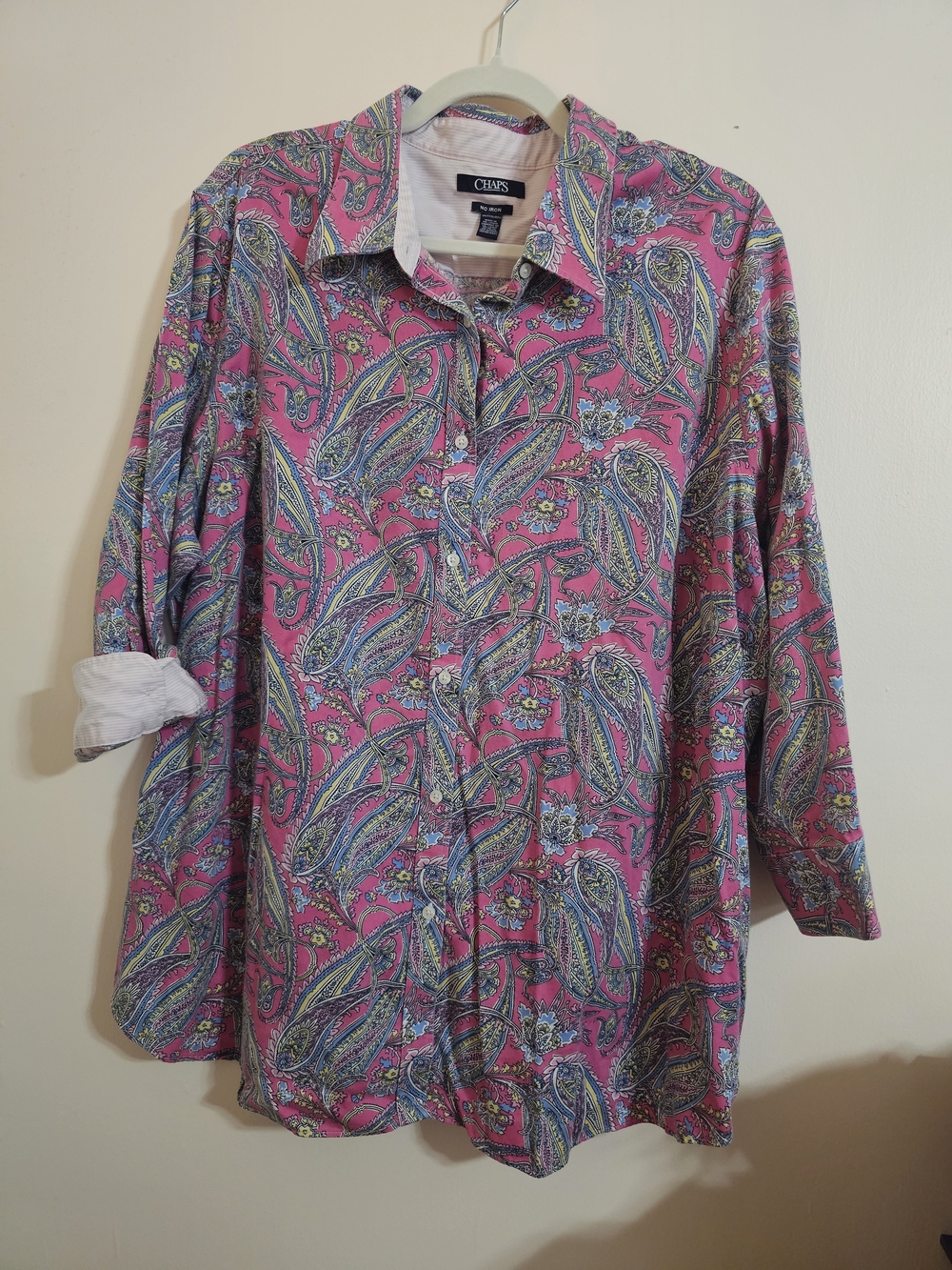 Chaps 3X Non Iron Pink Paisley Button-Up Shirt